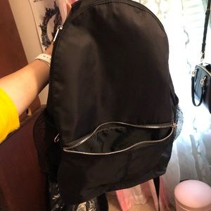 Black satin backpack